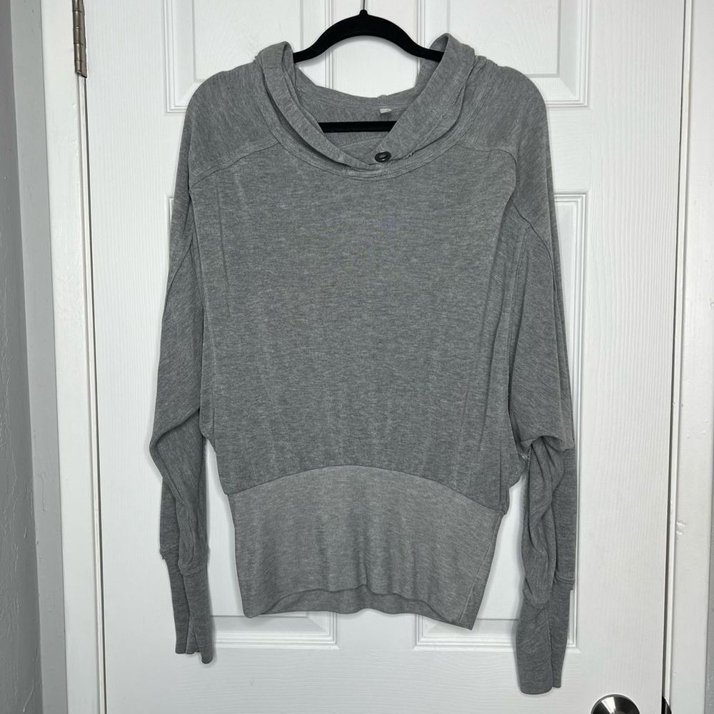 Free People Movement Ready Go Dolman Sleeve Pullover Hoddie Gray Sz Small